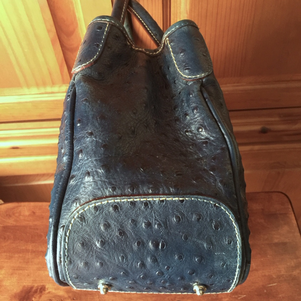 Dooney & Bourke Navy Ostrich Satchel - Picture 5 of 9
